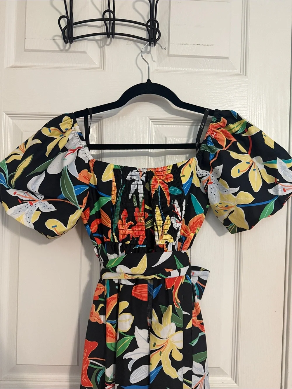 kate spade Black knee length Dress with Multicolor Floral Print